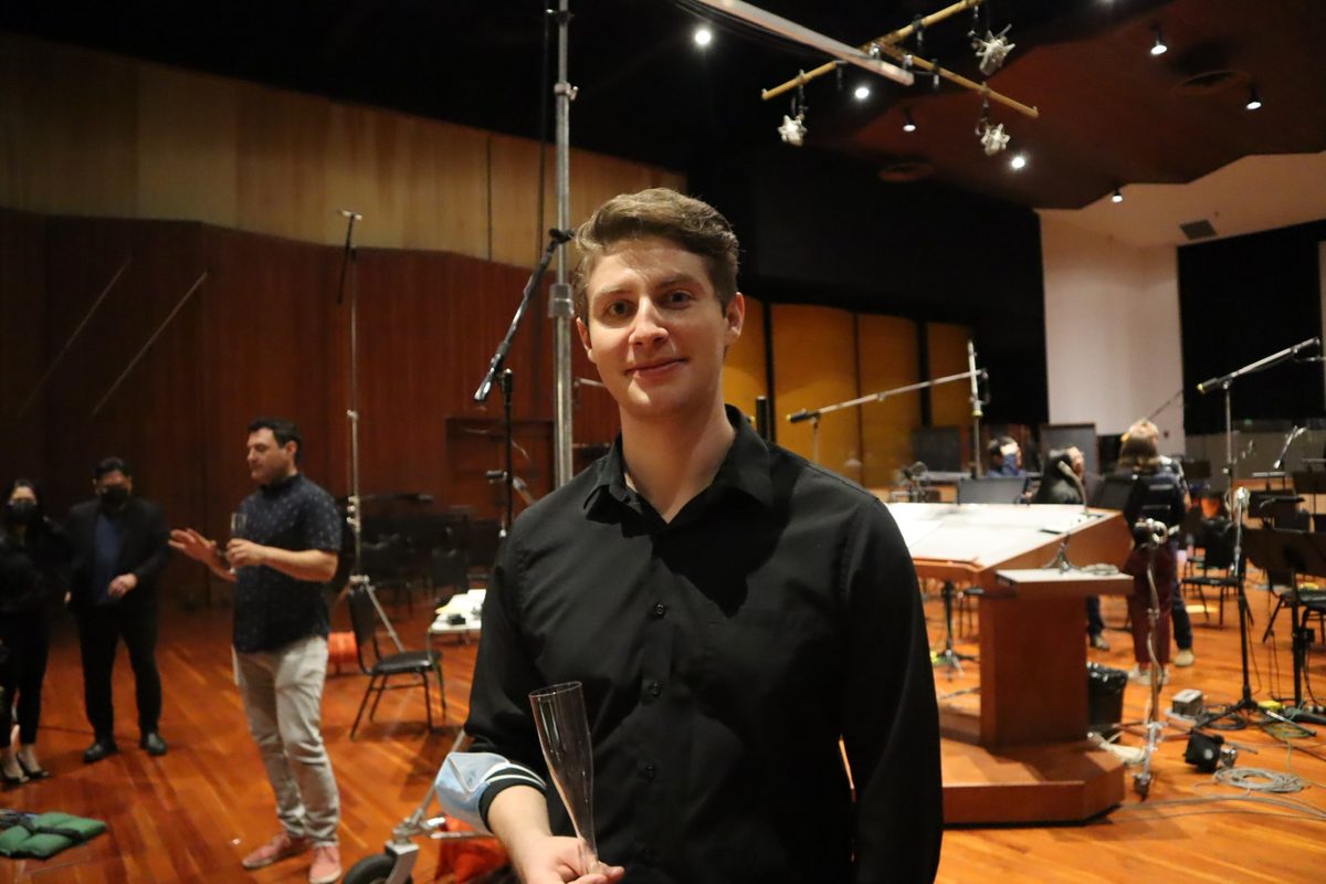 Michael Sutherland on the scoring stage after a session